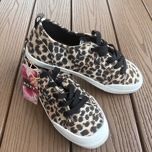Roxy Leopard Print Sneakers in Tan, Black, White